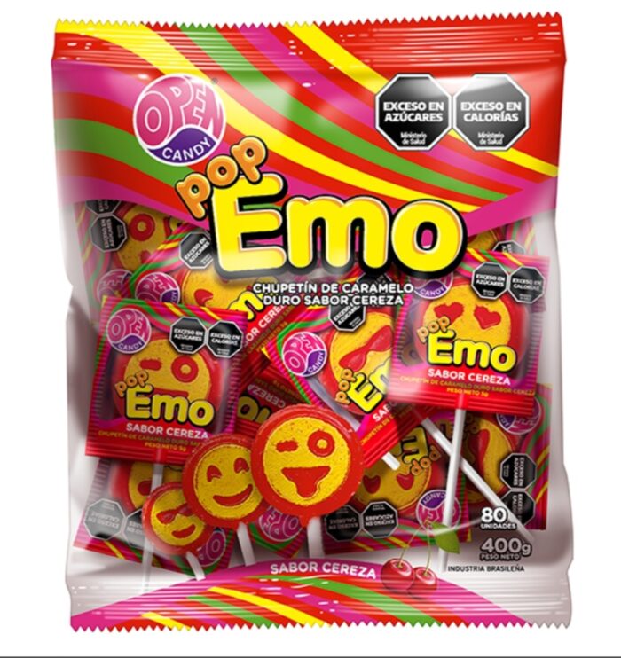 chupetines pop emo sabor cereza bolsa x 80 uni - Imagen 1